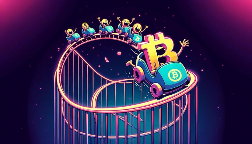image of bitcoin on a rollercoaster