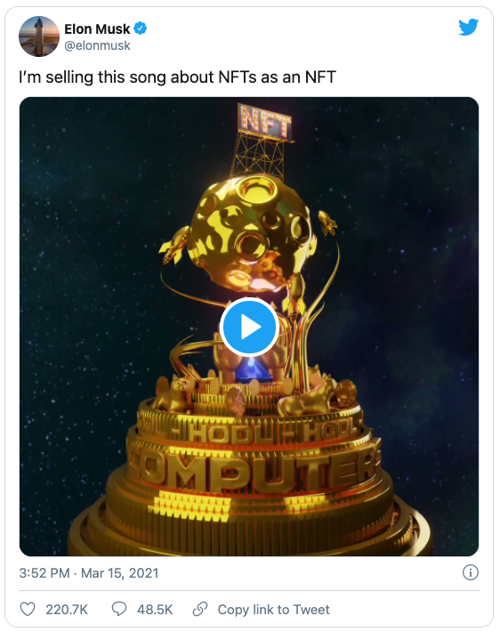 Elon Musk's NFT Tweet is Selling for Over $1M