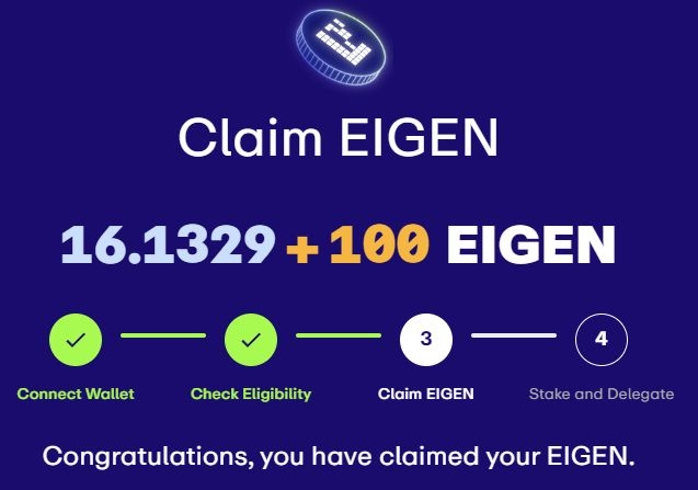 EIGEN Airdrop Claim page