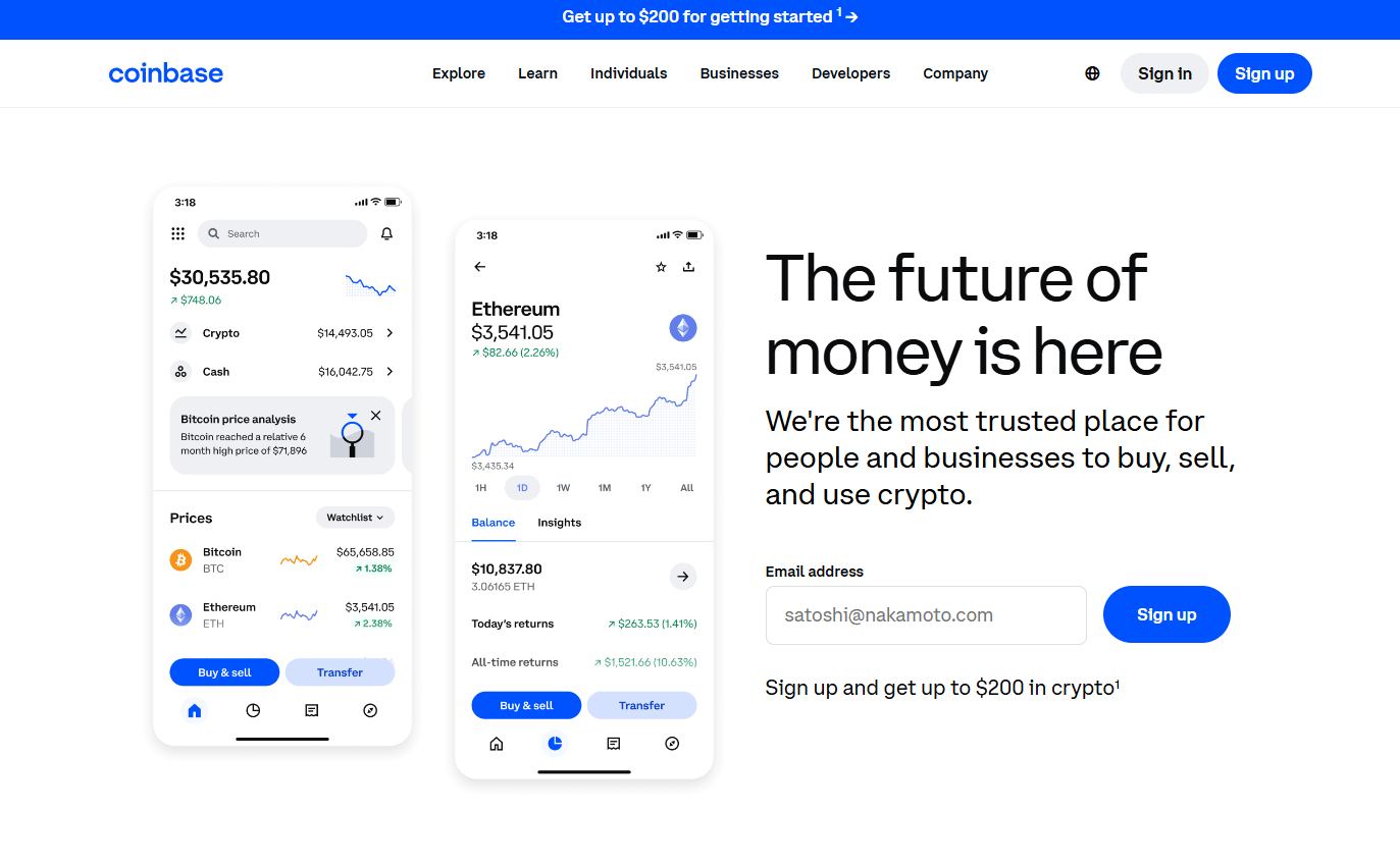coinbase page