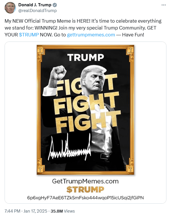 Post from Trump's X account