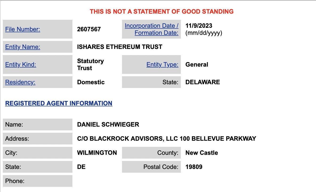iShares Ethereum Trust Registration