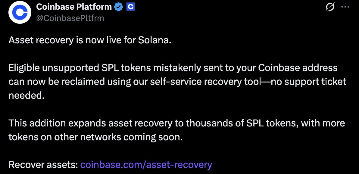 Coinbase Launches Self-Service Tool for Recovering Lost Solana SPL Tokens