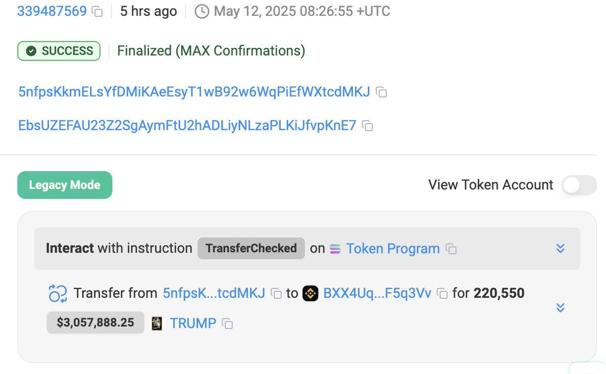Galaxy Digital Transfers $3.08 Million in TRUMP Tokens to Binance Amid $2 Billion UAE Investment Using Trump Stablecoin