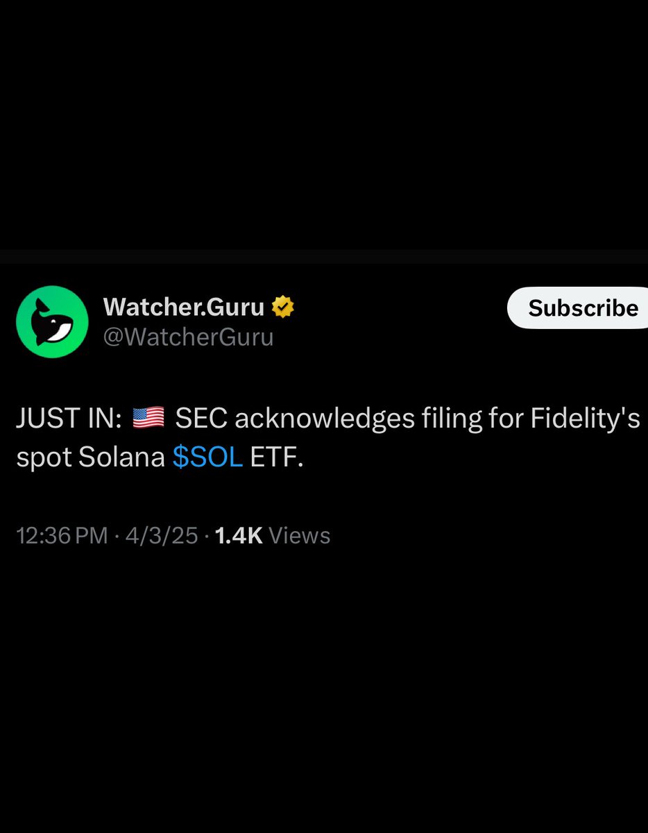 SEC Acknowledges Fidelity's $15 Trillion AUM Spot Solana $SOL ETF Filing