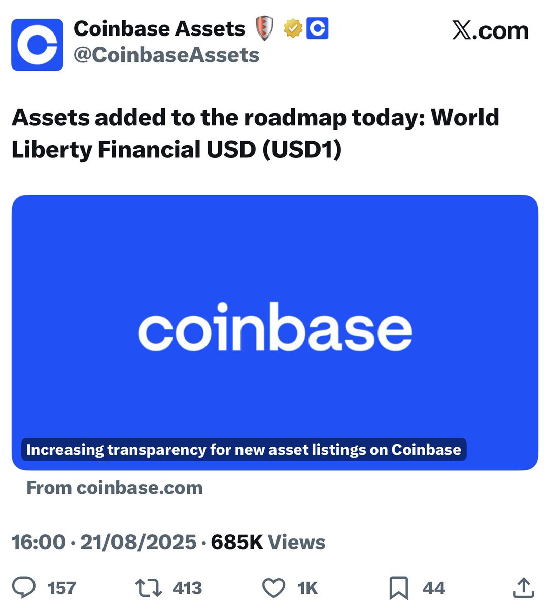 Coinbase Adds Trump-Linked USD1 Stablecoin to Listing Roadmap