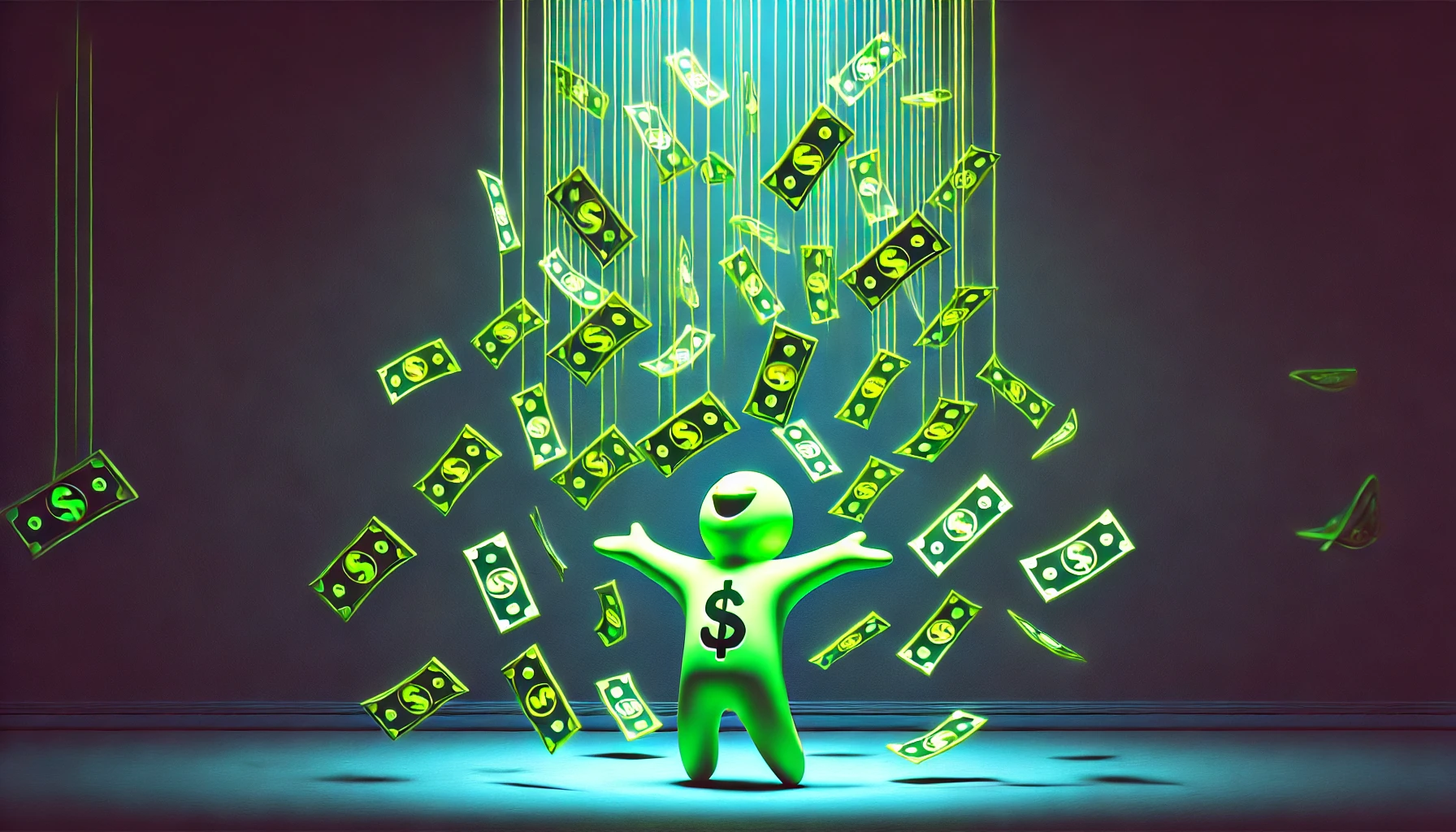 dollars raining from the sky