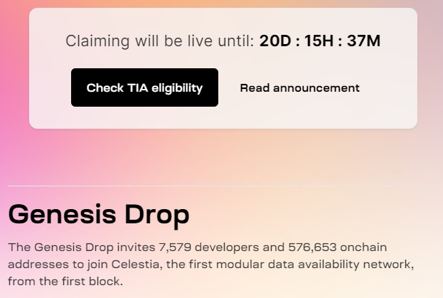 TIA Airdrop Page