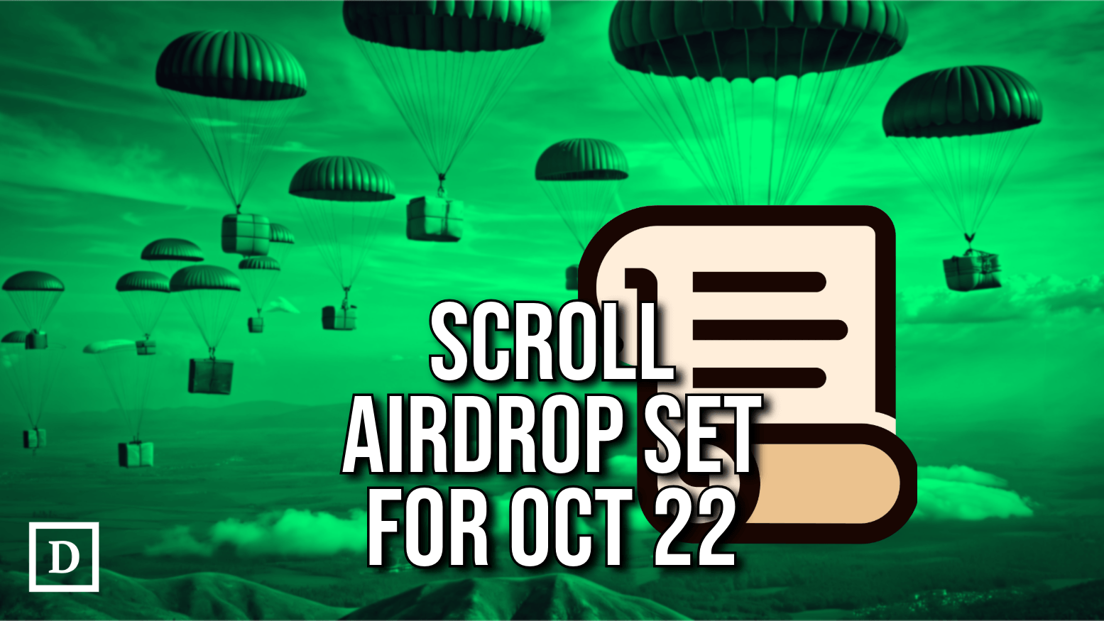 scroll logo with parachutes