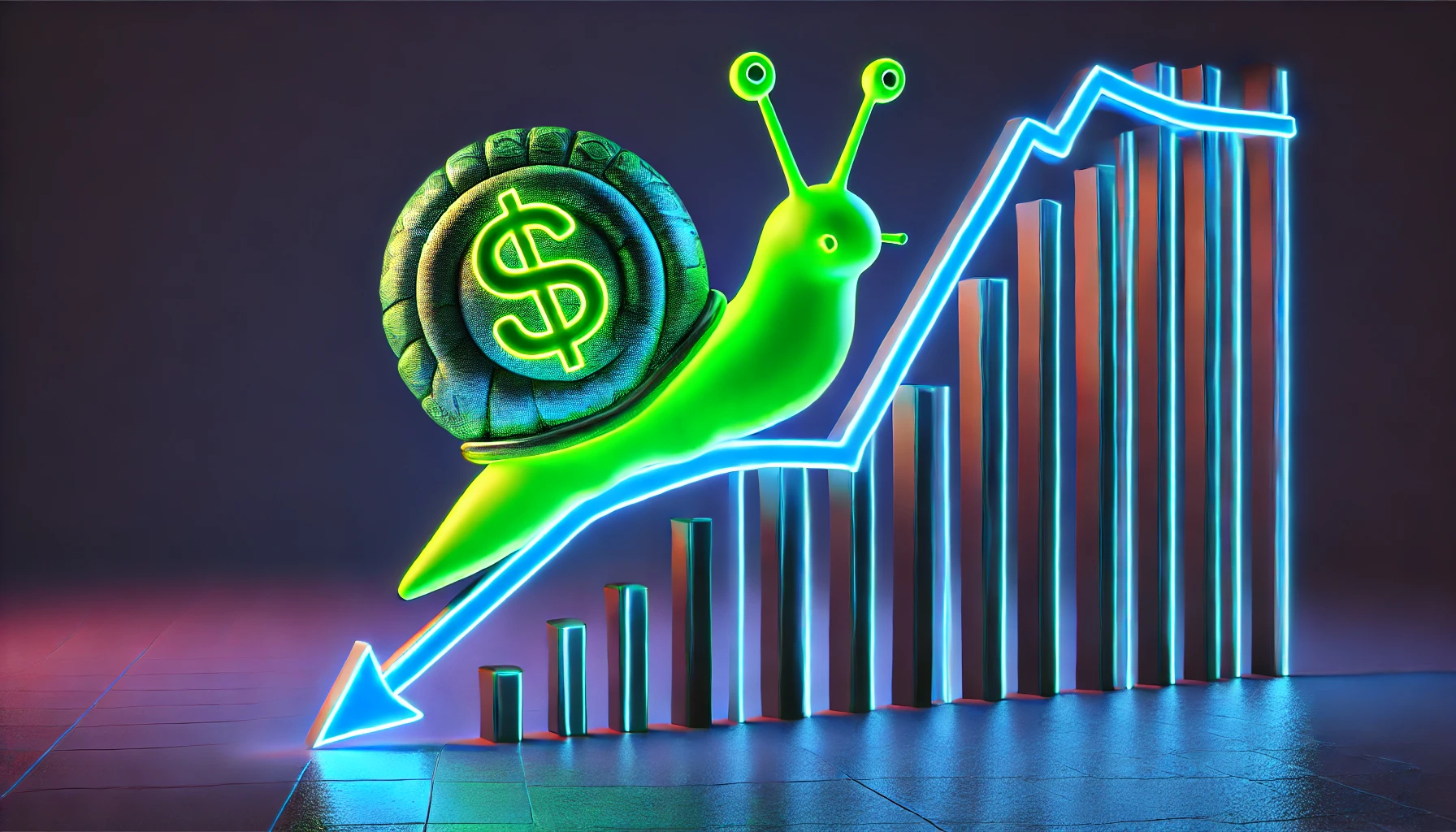 snail climbing a downtrending chart