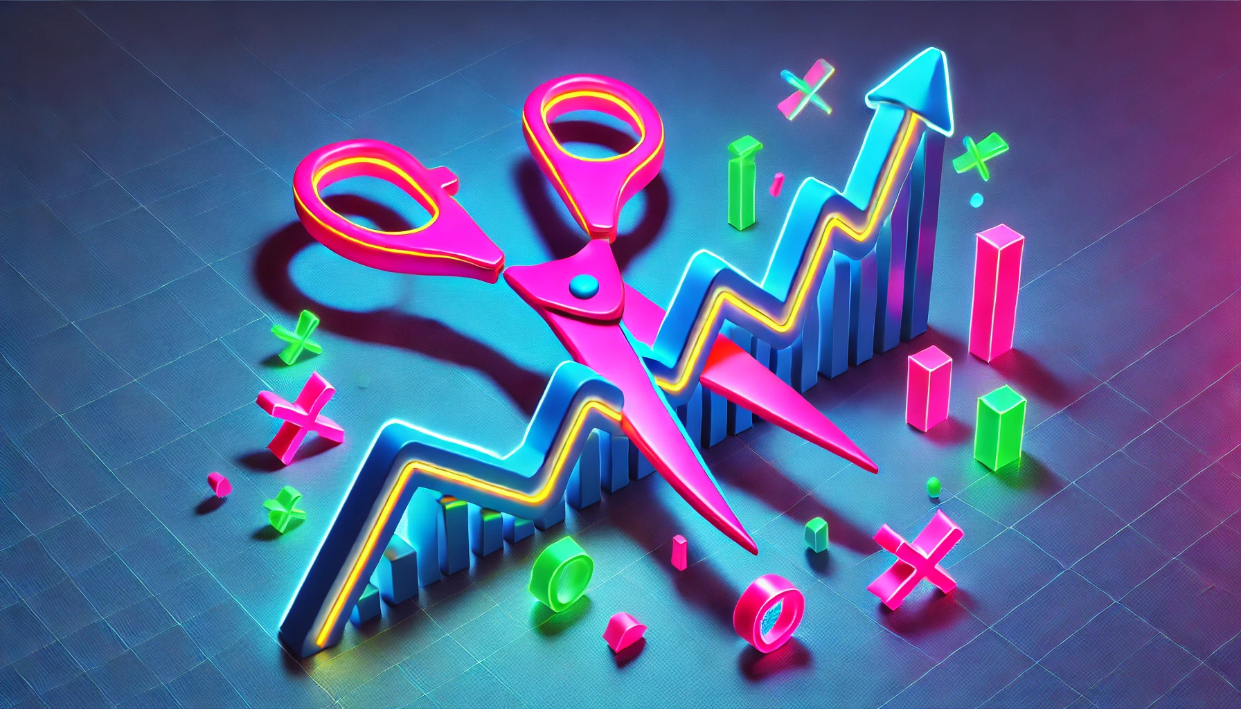 scissors cutting an uptrending chart