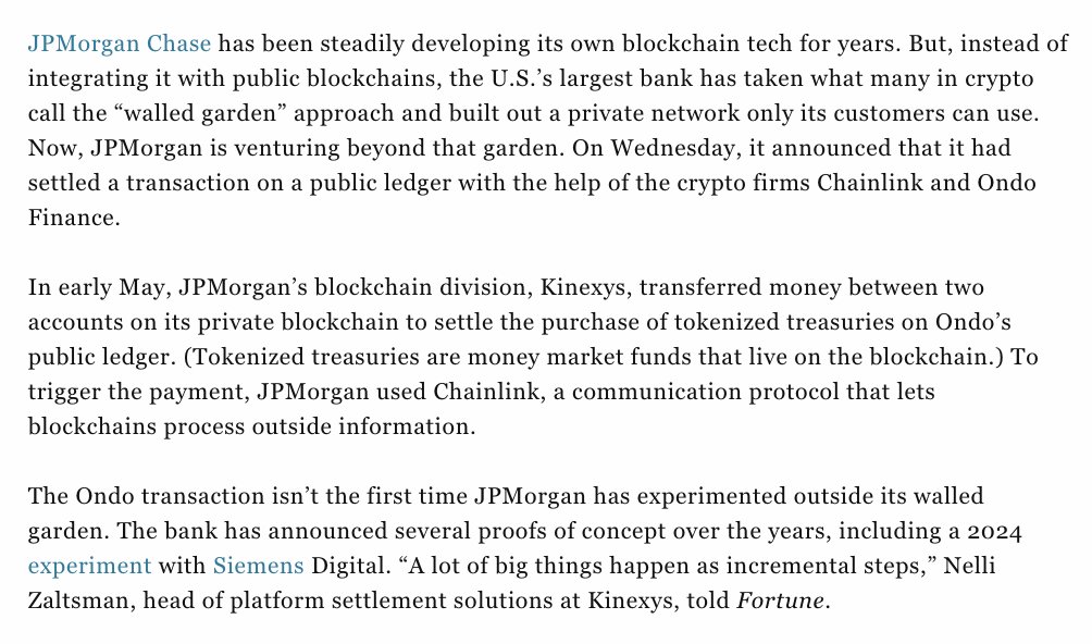 JPMorgan Chase, With $4 Trillion in Assets, Executes First Public Tokenized Treasury Trade on Ondo's Blockchain Using Chainlink