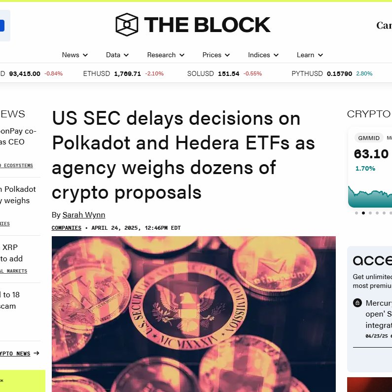 SEC Delays Grayscale's Polkadot and Canary Capital's Hedera ETFs Until June 11