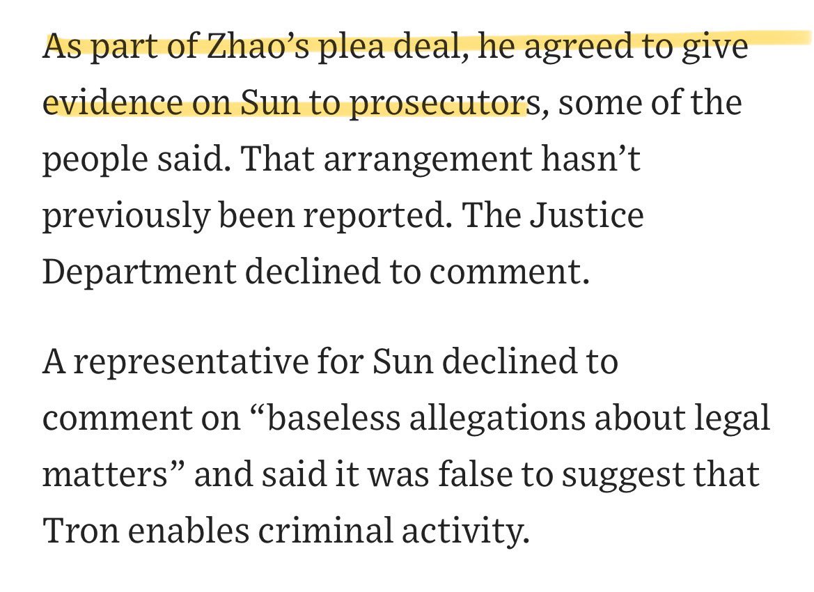 WSJ: Binance's CZ Cooperated With DOJ Against Justin Sun in $4.3B Settlement Case