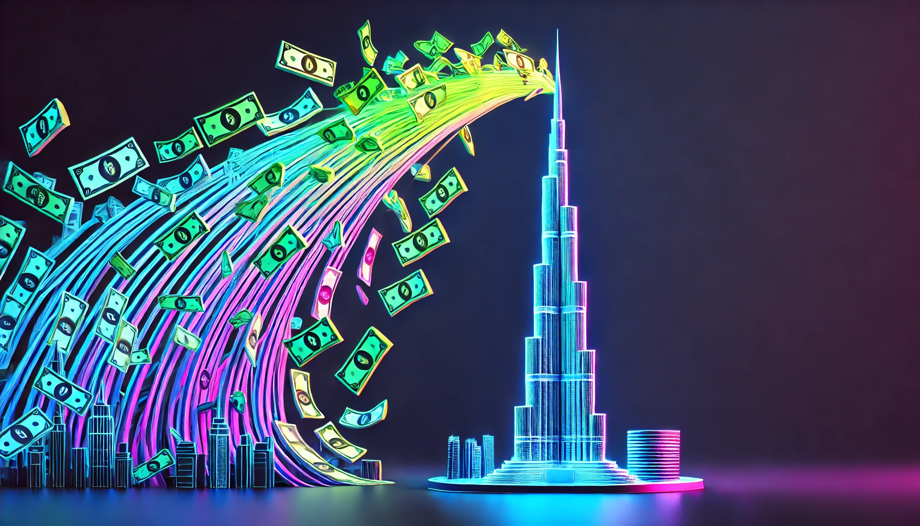 money flowing out of the burj khalifa