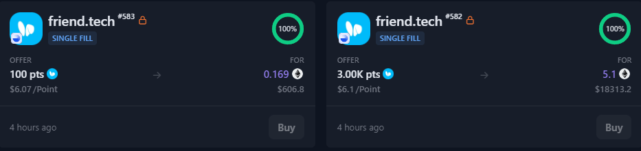 FriendTech points traded on Whales Market screenshot