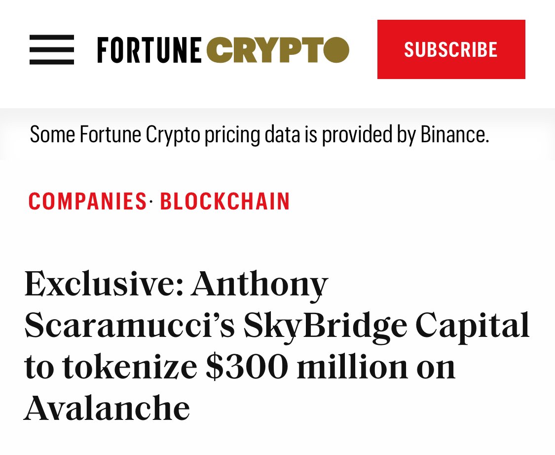SkyBridge Capital to Tokenize $300 Million from Hedge Funds on Avalanche Using ERC-3643 at Wyoming Symposium