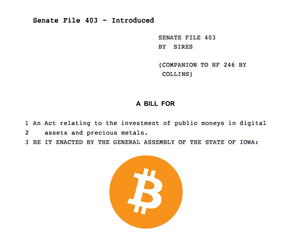 Iowa Introduces Bill Allowing State Treasurer to Invest in Bitcoin and Crypto, Accessing $45 Billion Fund
