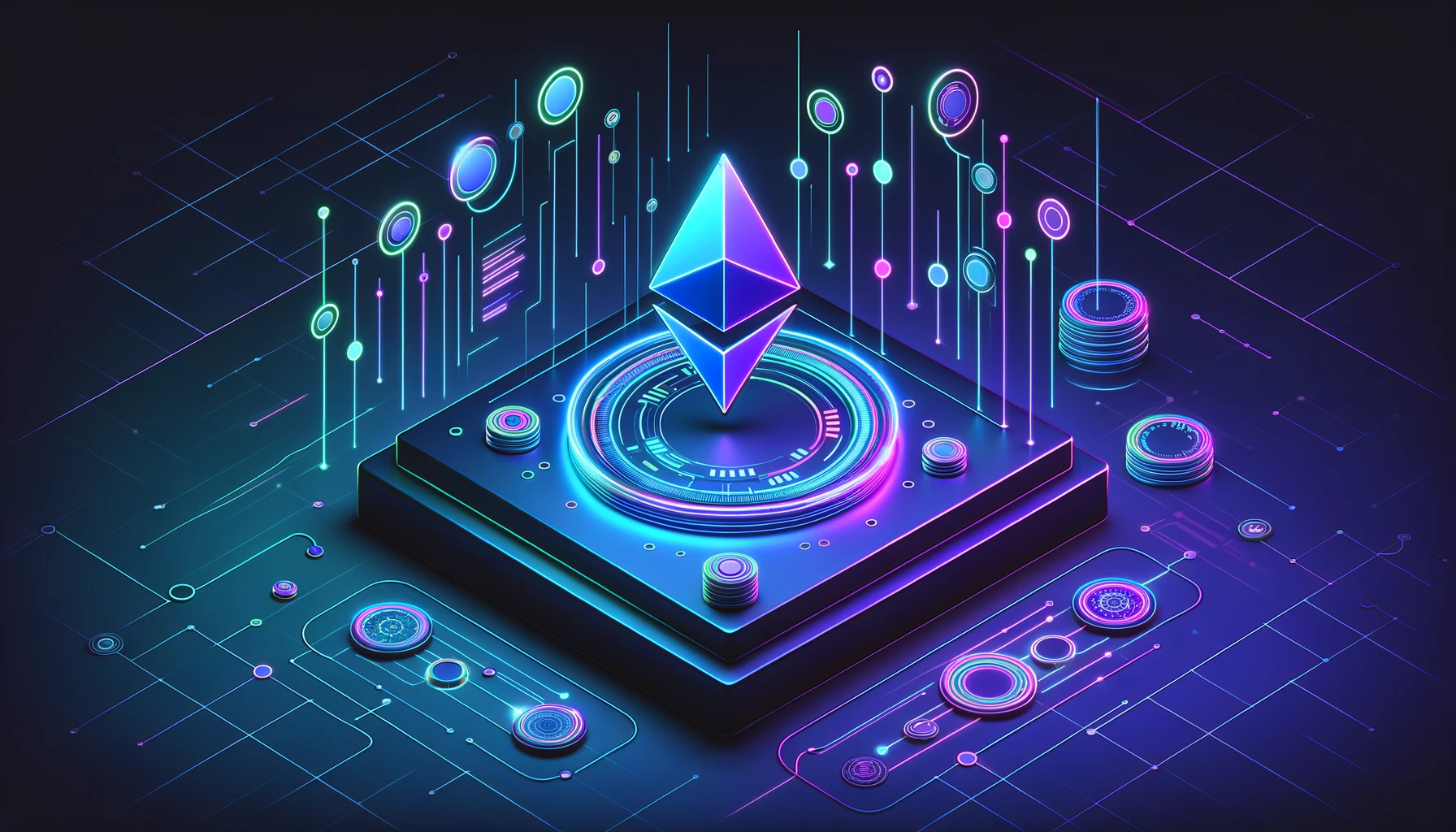 image of ethereum logo on a platform