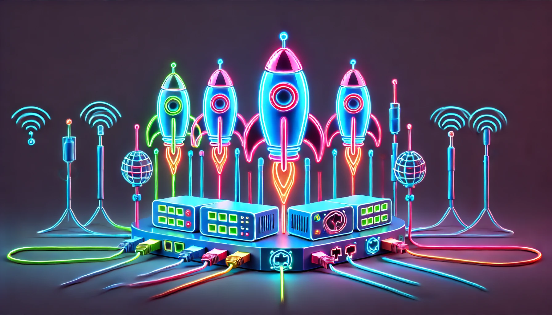 platform for launching networks with rockets