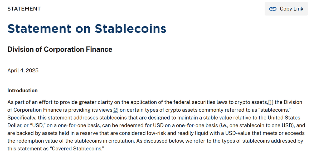 SEC Declares Covered Stablecoins Like USDT and USDC Are Not Securities; Minting and Redeeming Exempt
