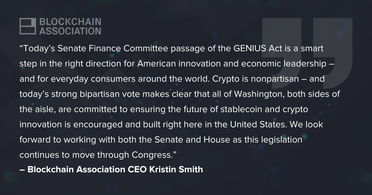U.S. Senate Advances GENIUS Act to Regulate Stablecoins with 18-6 Bipartisan Vote