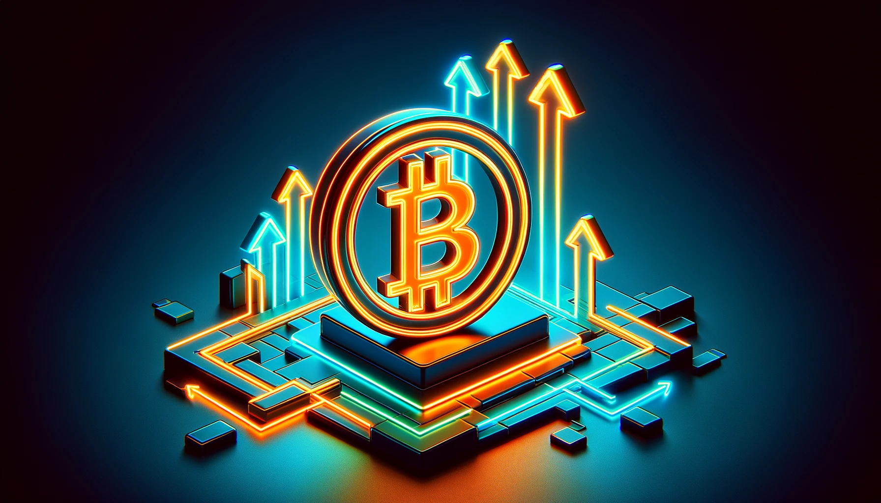 image of bitcoin logo on a pedestal