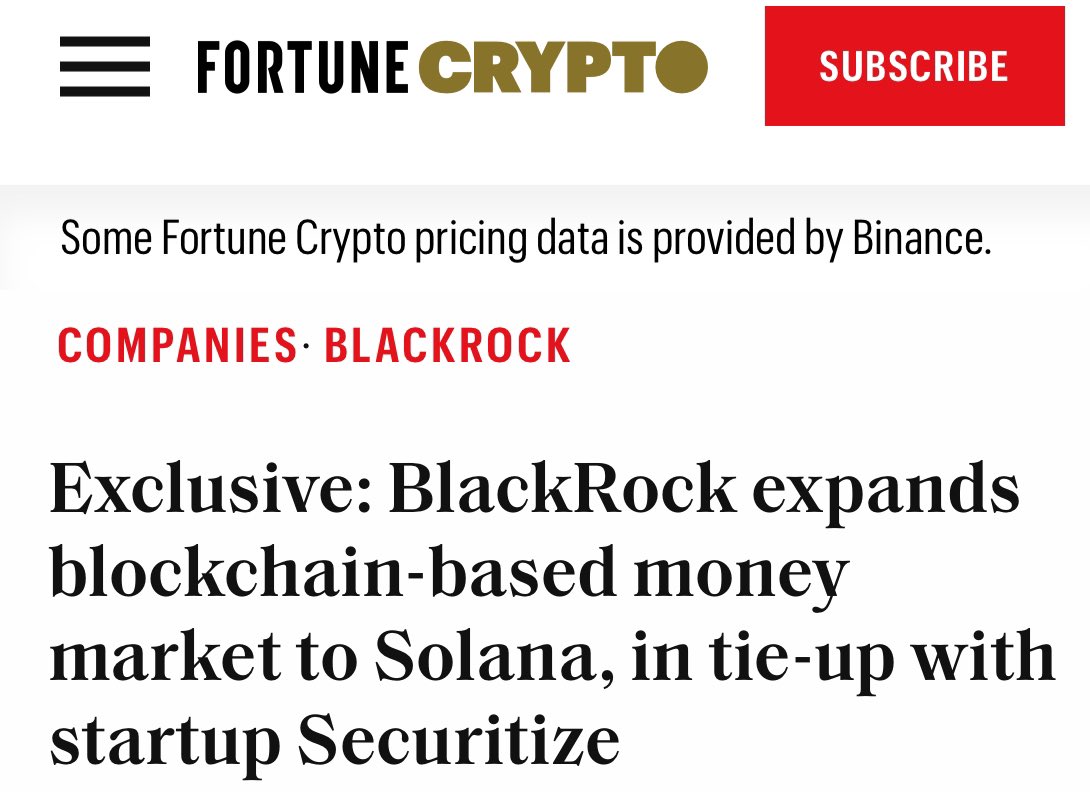BlackRock, With $11.5 Trillion AUM, Expands Blockchain Fund to Solana in Partnership With Securitize