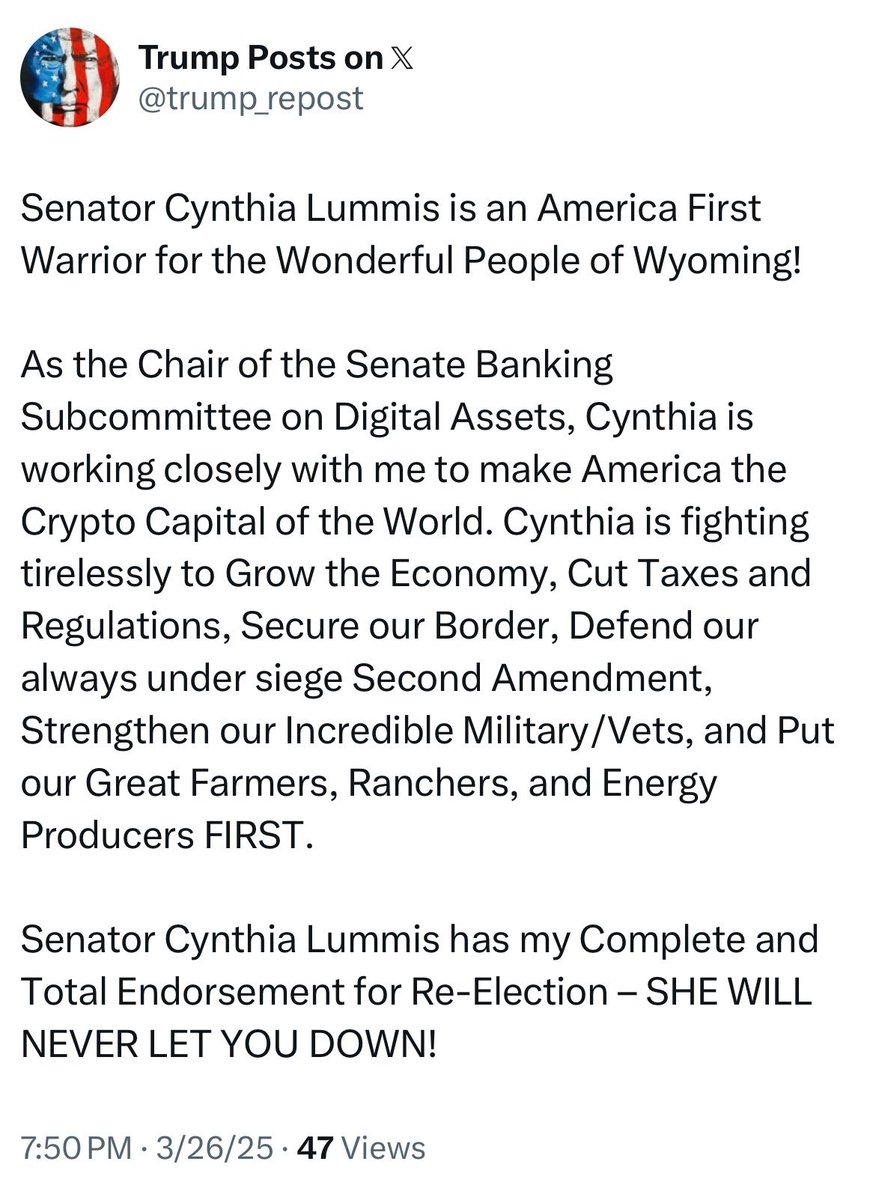 Senator Lummis Proposes 1 Million Bitcoin Reserve to Cut U.S. Debt, Gains Trump's Endorsement