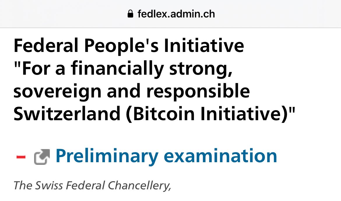 Switzerland Advances Initiative in Federal Gazette to Include Bitcoin as Strategic Reserve and Urges Central Bank to Buy $BTC
