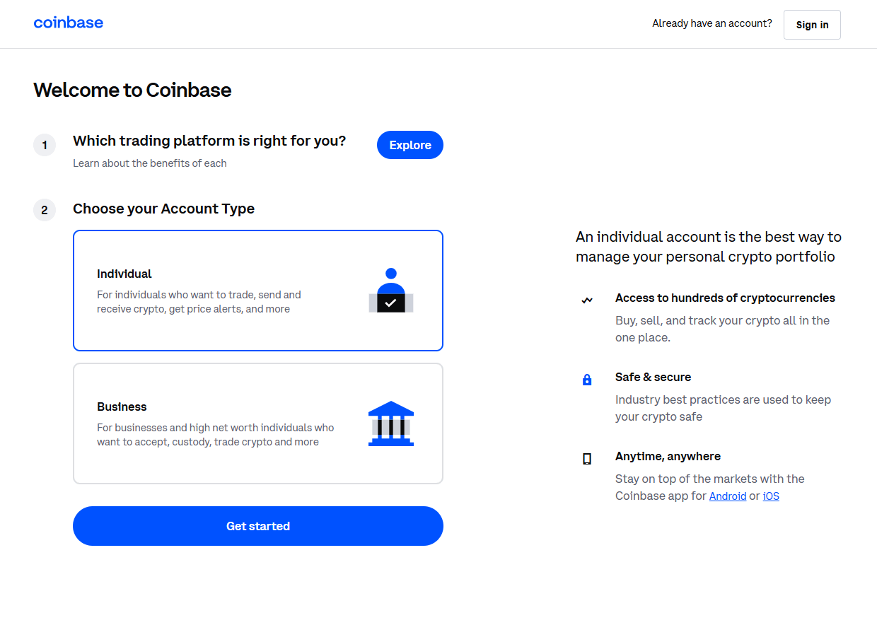 coinbase welcome