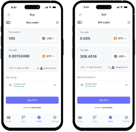 Best Wallet mobile app interface where you can buy and sell crypto.