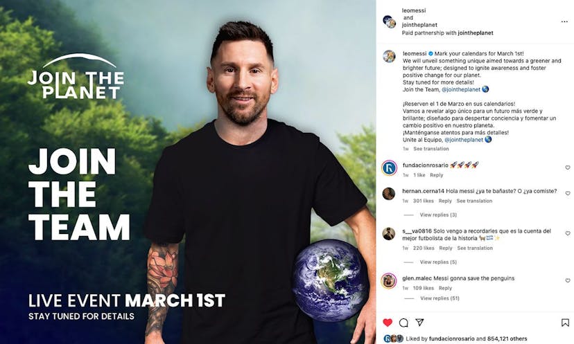Football Legend Lionel Messi to Unveil the Highly Anticipated “Join the PLANET” RWA on March 1