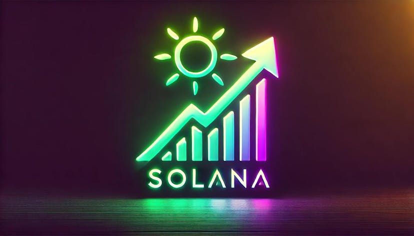 Solana logo with an upward-trending arrow