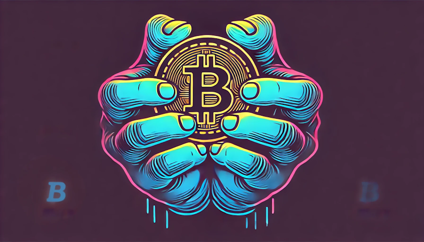 hands holding bitcoin tightly