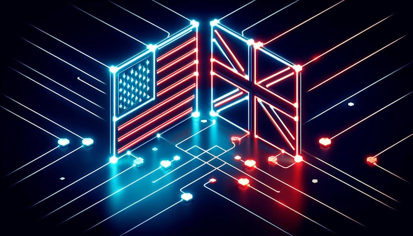 US and UK flags against a dark background