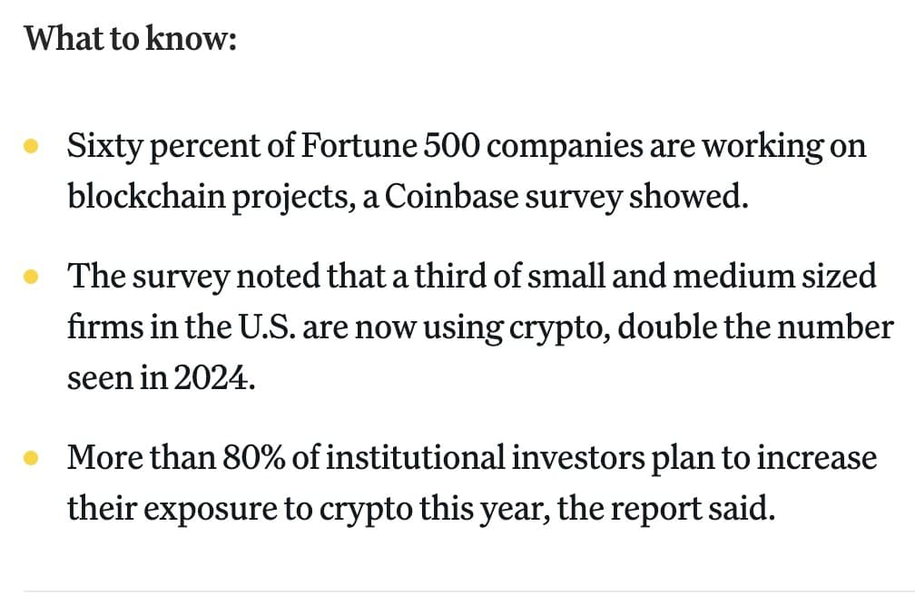Coinbase Survey: 60% of Fortune 500 Firms Now Pursuing Blockchain Projects