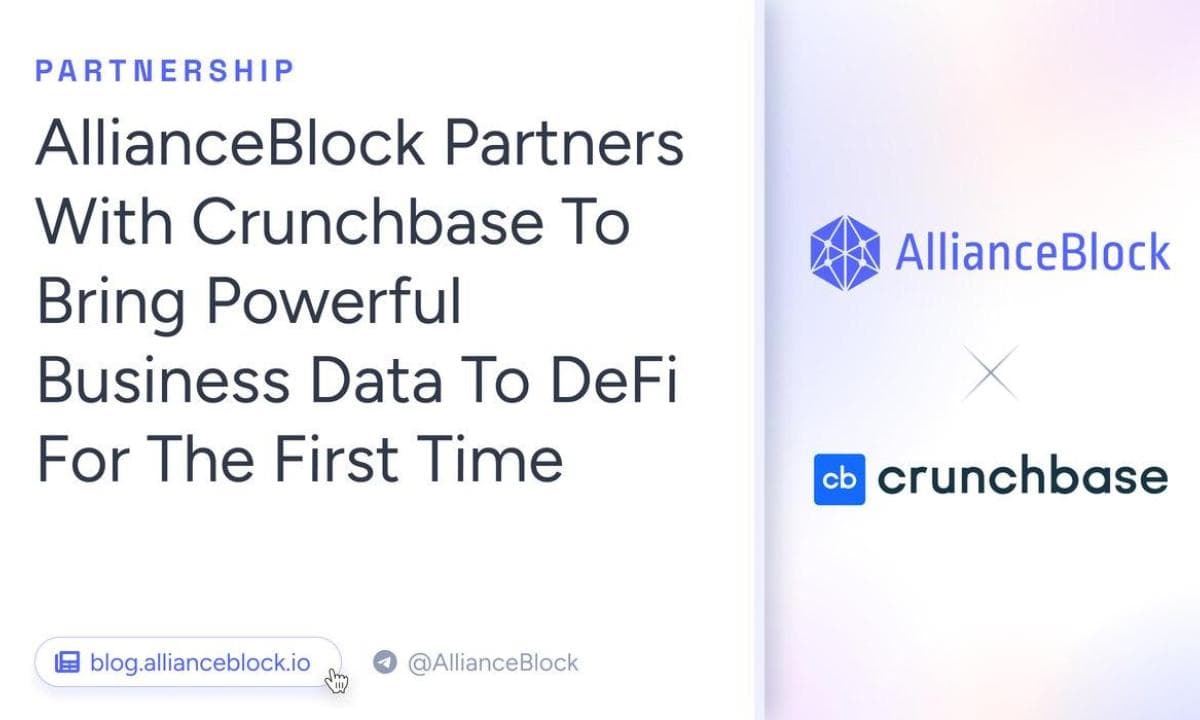 AllianceBlock Partners With Crunchbase To Bring Powerful Business Data To DeFi For The First Time