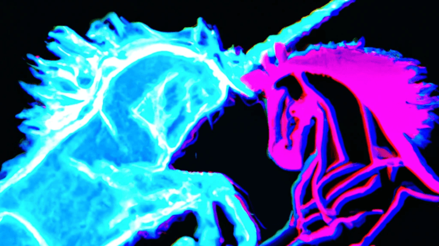 Two unicorns clashing