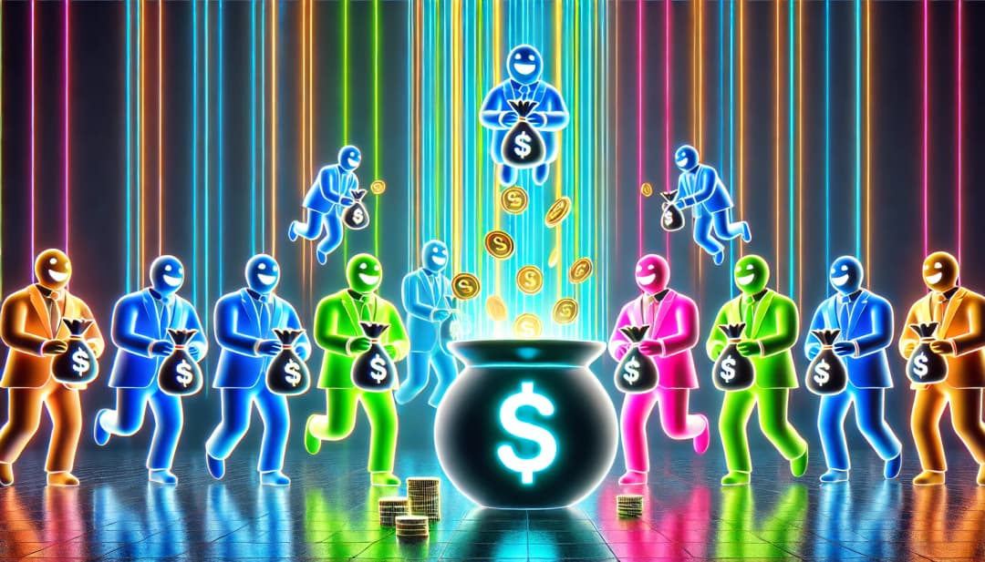 investors around a pot of gold