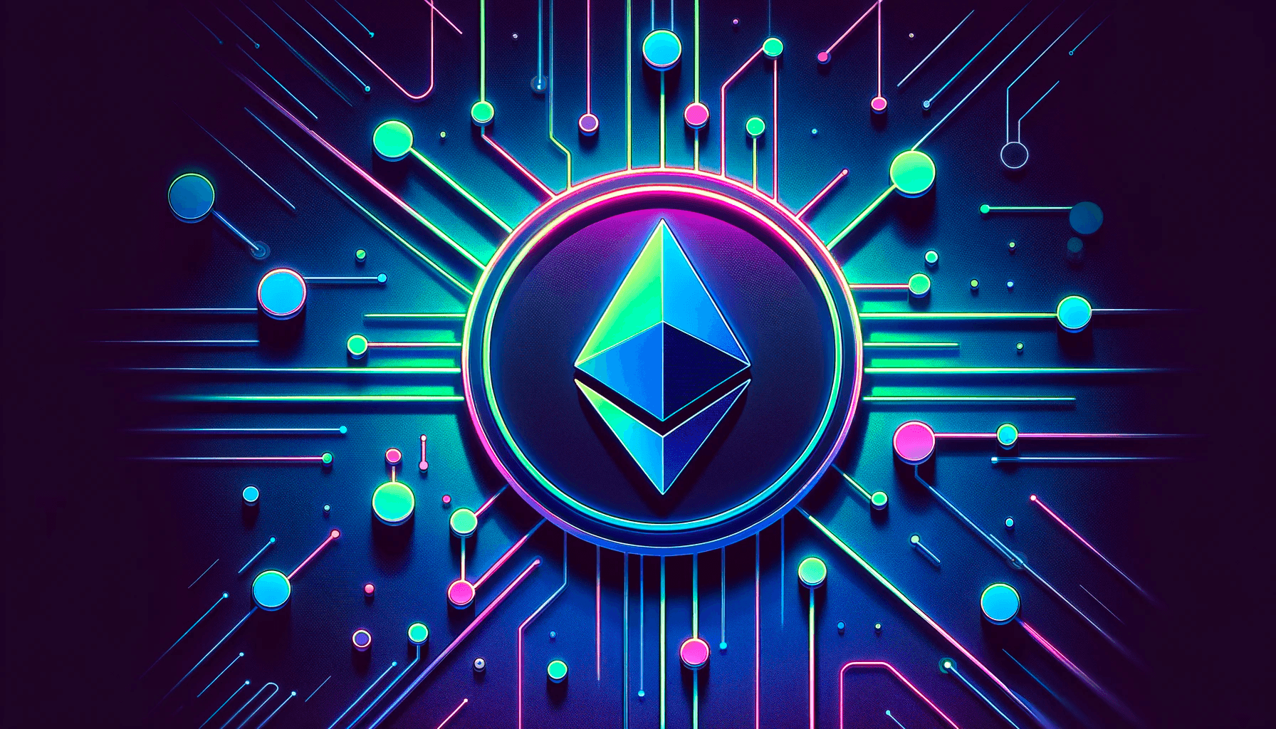  Image representing a proof of stake network with the Ethereum logo at the center,