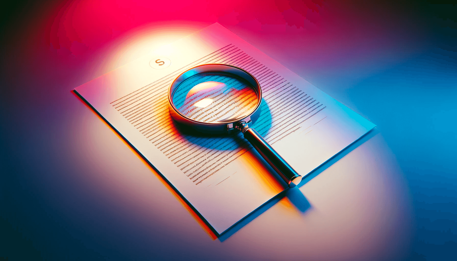 A letter with a magnifying glass on top.