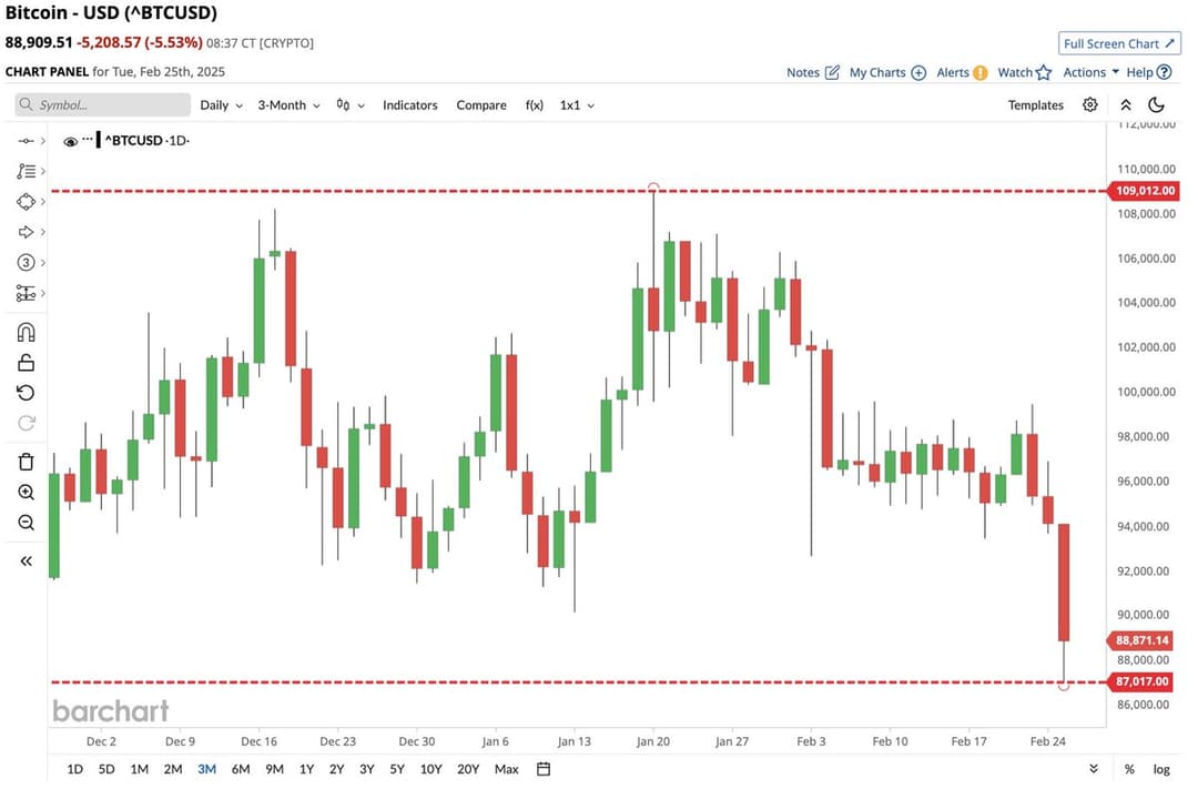Bitcoin Enters Bear Market After Falling Over 20% from $109,000 High on January 20, 2025
