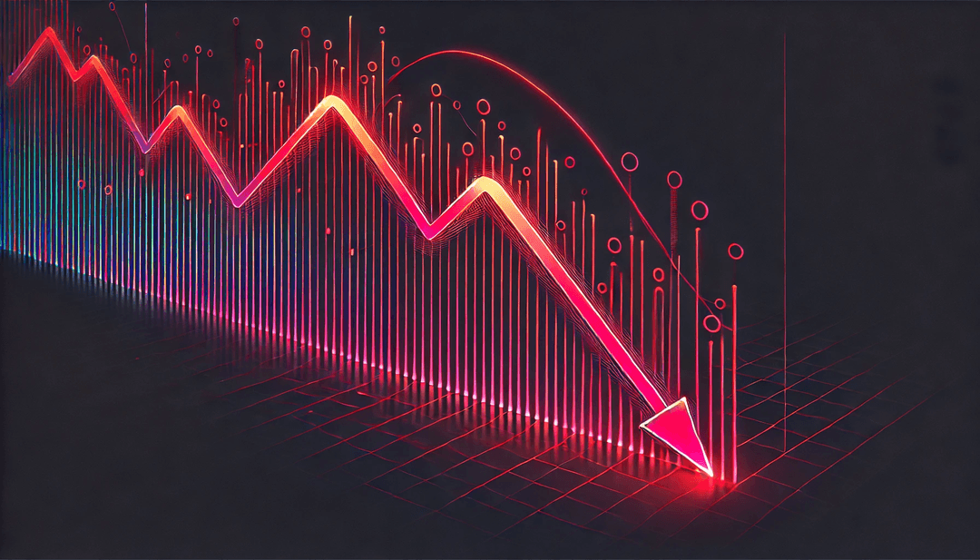 down-trending market charts using red