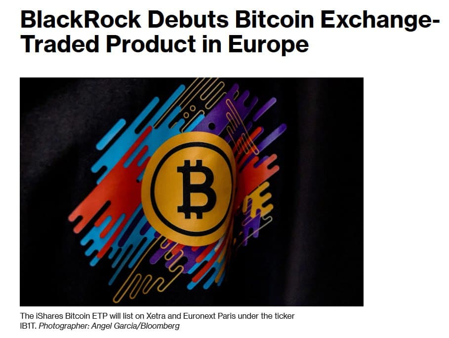 BlackRock Launches First European Bitcoin ETP Across Major Exchanges