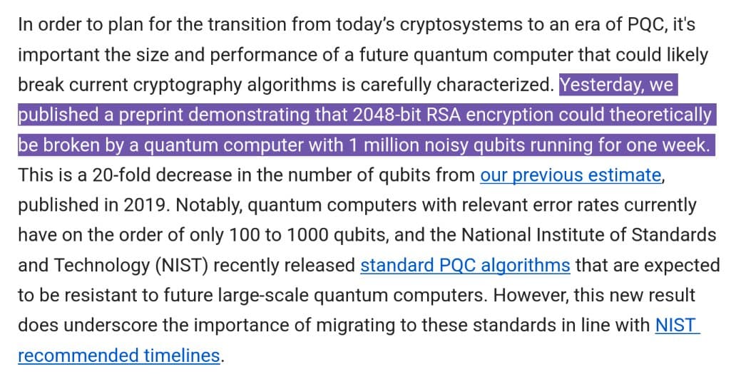 Google Quantum AI Breakthrough Makes 2048-bit RSA Encryption 20 Times Easier to Break in One Week, Threatens Bitcoin Within Five Years
