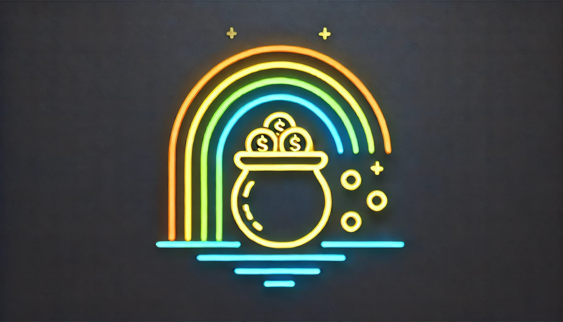 depiction of a pot of gold at the end of a rainbow