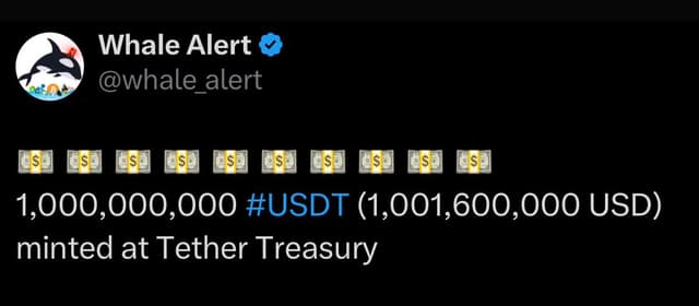 Tether Treasury Mints Second $1 Billion USDT Batch in 24 Hours