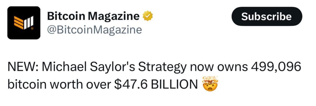 Michael Saylor Buys 20,000 BTC for $2 Billion at $97,500 Each, Holding Reaches 499,096 BTC Amid Flat Prices