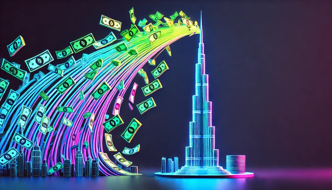 money flowing out of the burj khalifa